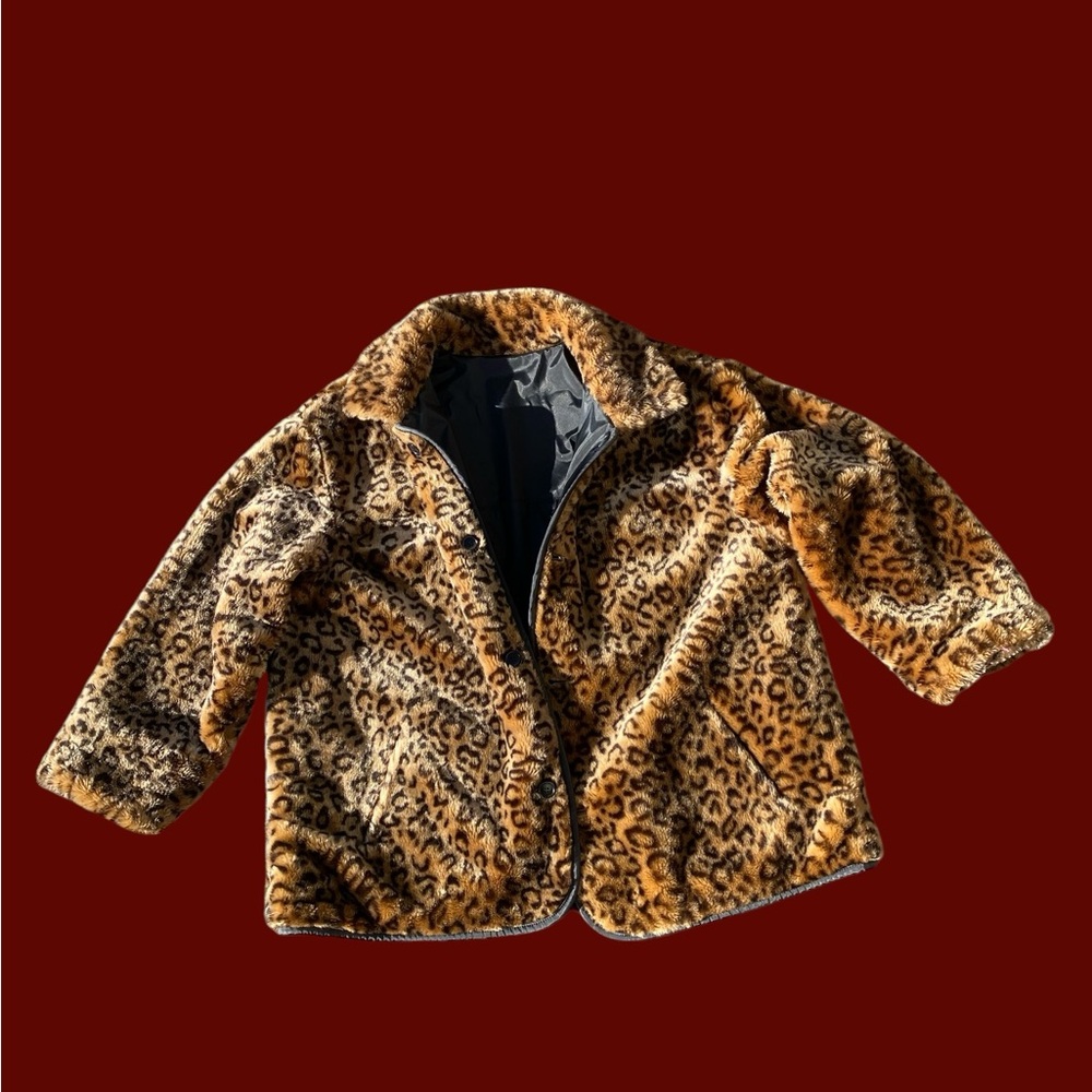 Leopard print fur coat